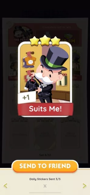 Monopoly GO! Sticker Suits Me The Perfect Gifts Heartfelt Holidays Album