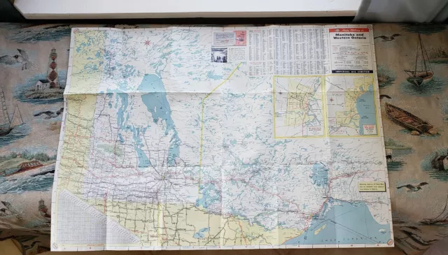 1955 Esso Large Map Manitoba  Saskatchewan & Western Ontario Road Maps Motoring 2