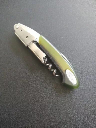 One (1) Trudeau Waiter Tool / Corkscrew / Knife Combo Server Bartender Green