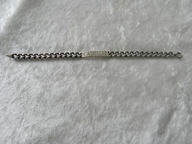 Bracelet Gourmette Homme En Argent Massif Vintage – 24 Cm, 16 Grammes, Occasion En Bon état