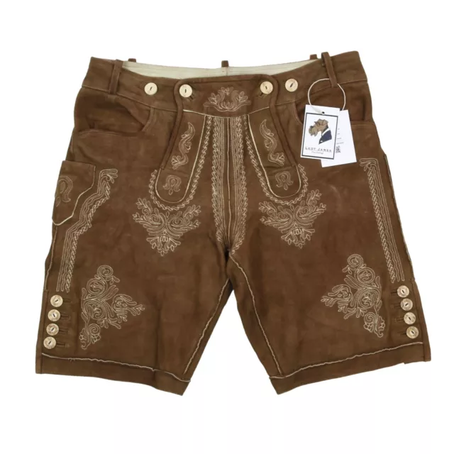 K&K KAISERJÄGER Lederhose Gr 50 Suede Leather Tracht Fest Braun Oktoberfest Tan