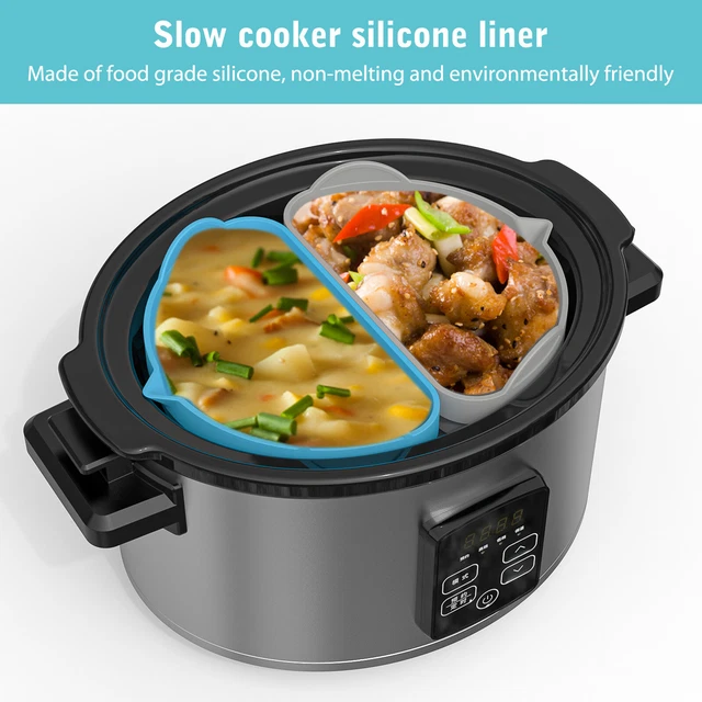 Juego de 2 piezas de suministros de cocina antiadherentes de silicona reutilizables para revestimiento de compartimentos Crockpot