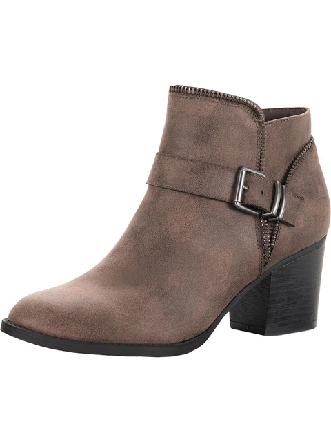 American Rag Women's Round Toe Block Heel Zip up Booties Gray Size 8 M