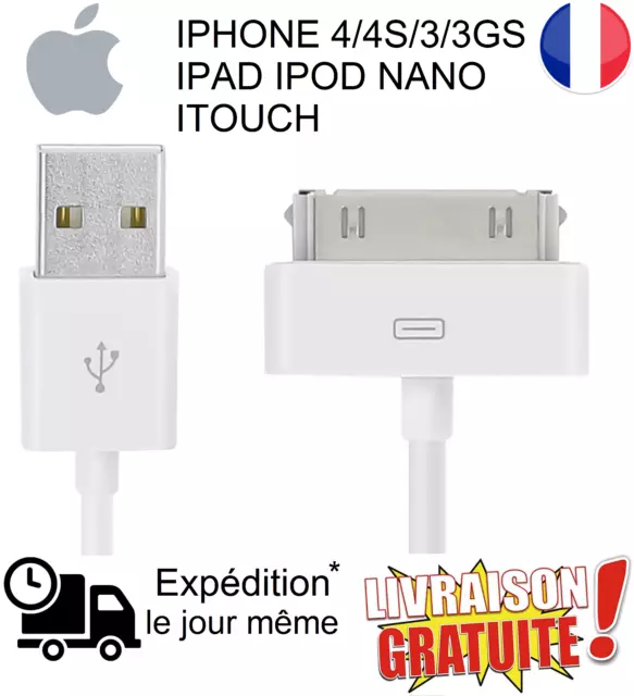 USB 30Pin câble Charge Charge rapide pour iPhone 4 4s 3GS 3G iPad 1 2 3