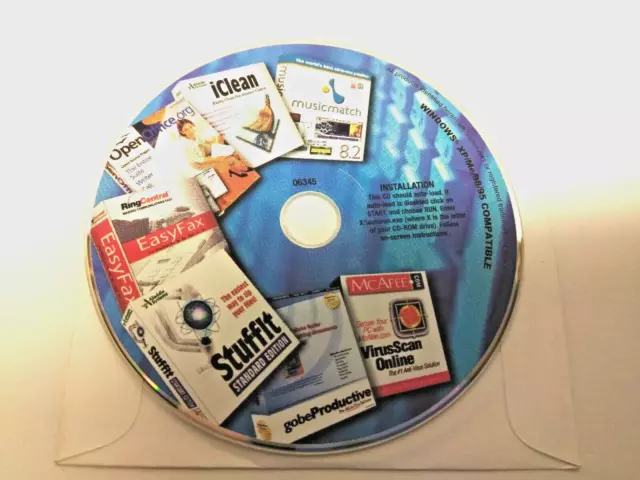 MS WINDOWS 95+ SOFTWARE UTILITIES CD-ROM - iClean Music Match Stuffit EasyFax