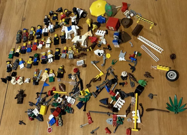 Large Bundle Vintage Lego Mini Figures - Accessories- Weapons