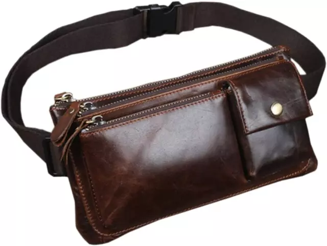 Leather Waist Pack Fanny Bag Handbag for Men Women Hip Bum Belt Purse Travel Out