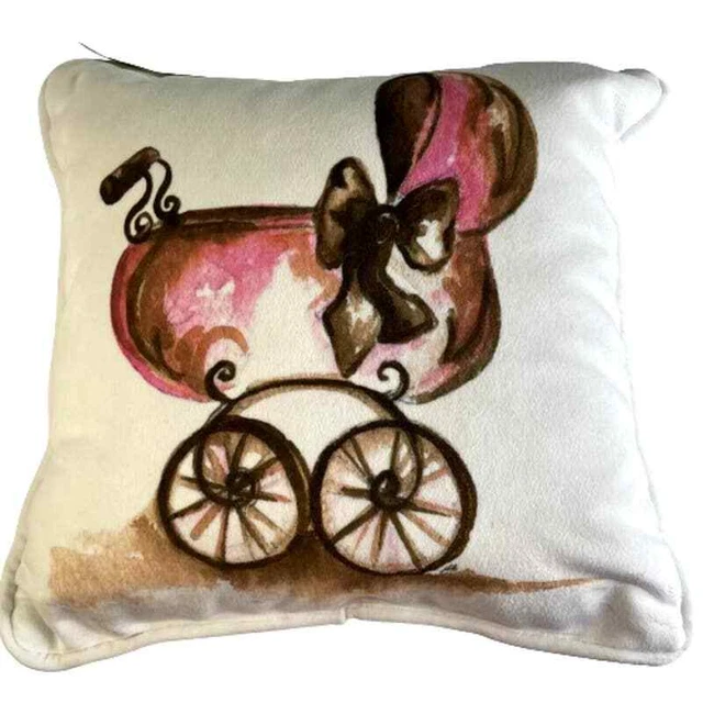 Red Bird Paper Original Water Color Decorative Pillow by Joanna Keith, New w Tag
