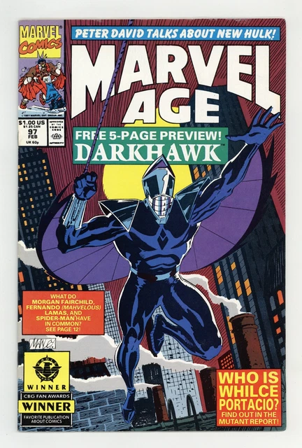 Marvel Age #97 VG+ 4.5 1991 1st app. Darkhawk