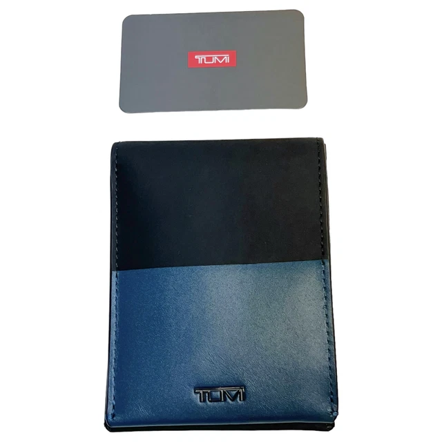 Tumi Brand Mens Double Billfold Wallet Nassau SLG Black Turquoise Leather $155 Tumi Brand Mens Double Billfold Wallet Nassau SLG Black Turquoise Leather $155