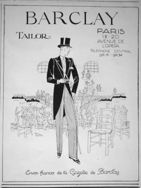 Publicité De Presse 1927 Barclay Tailor Paris - Advertising