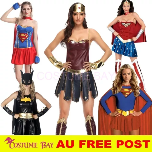 Superhero Superwoman Wonder Woman Justice League Halloween Fancy Dress Costume