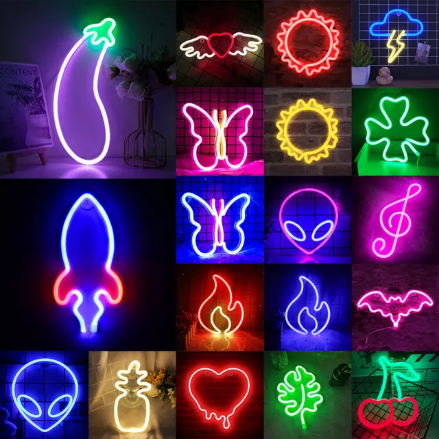 LED Neon Schild Lampe Nachtlicht Leuchtschild Leuchtreklame Party Spielzimmer DE 2