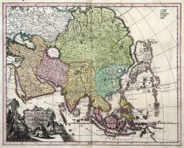 Asien Original Kupferstich Landkarte Homann Weigel 1718