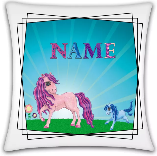 Kissen 40x40 Pony personalisiert mit  Name / Bezug / Füllung / Farbwahl