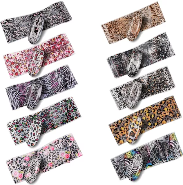 10 x MIXED LEOPARD NAIL FOILS 💖 Transfer Stickers 💖 Nails Foil Decal Sticker