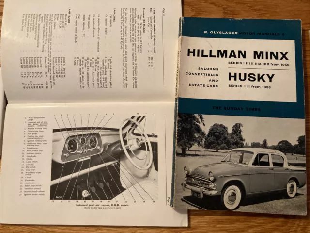 Hillman Minx 1 2 3 3a 3b Husky Olyslager Motor 1956 /58 Manual & 3b Rootes 1961