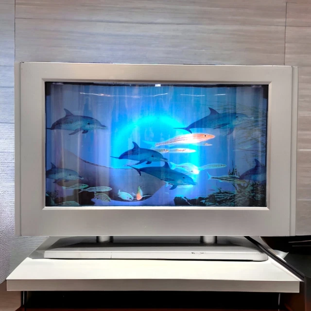 Vintage Motion Lamp Dolphin Aquarium Night Light Moving Ocean Fish Sea Ambient