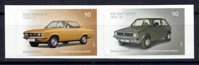 3301-3302 ** postfrisch, skl. , BRD 2017, Automobile. Opel Manta + VW Golf