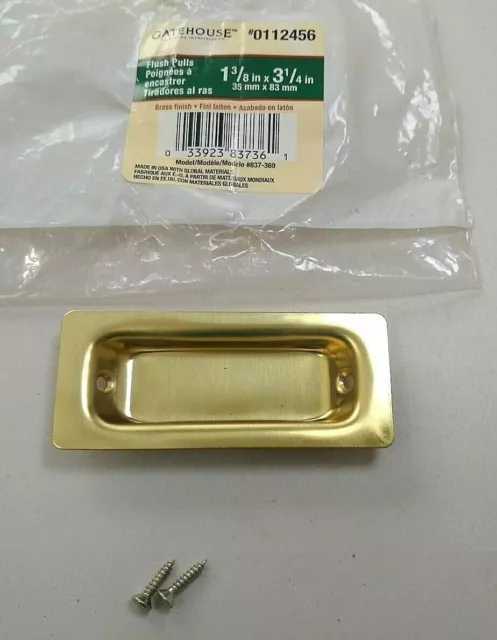 4 pk Gatehouse 1-3/8" x 3-1/4" Door Drawer Push Pull Flush Brass Finish 0112456