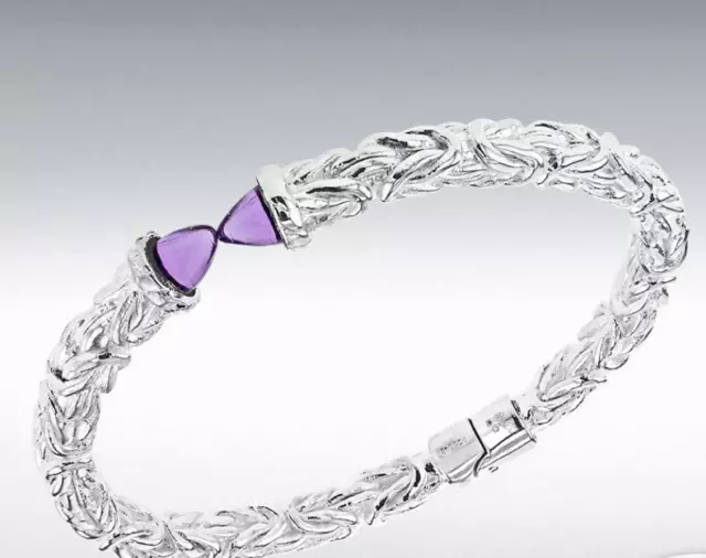 Argent Sterling Femmes Violet Byzantin Charnière Bracelet