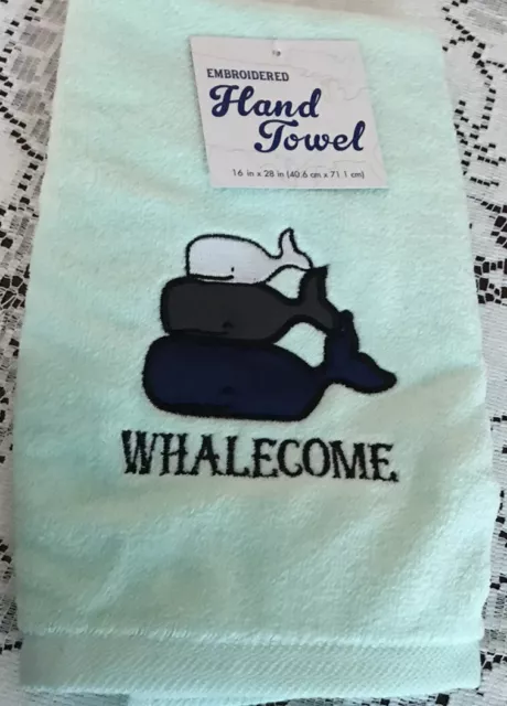 Nantucket Bath Hand Towel Cotton ONE Towel Embroidered   WHALECOME Summer New