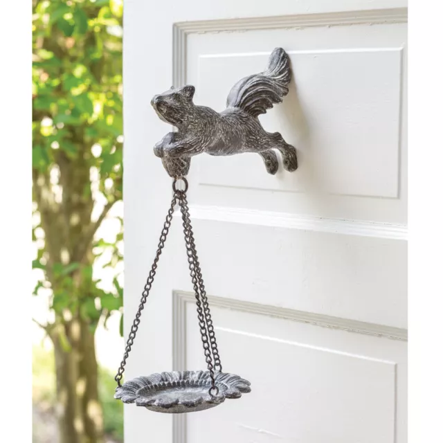 Rustic Cast Iron Flying Squirrel Bird Feeder 15 Inches Height