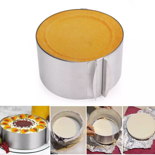 Round Cake Mousse Baking Mold Ring Mould Cutter Pastry Tool Adjustable 6"-12"