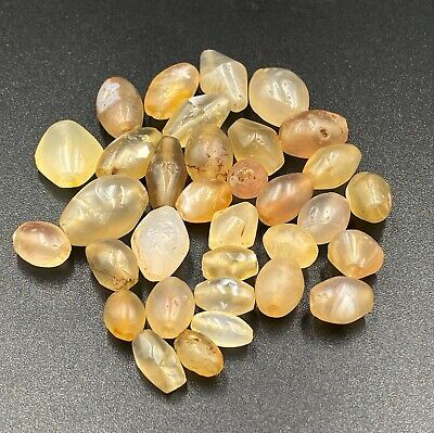 Dzi Zee Old Ancient Quartz Agate Beads Necklace Neolithic Stone Age Jewelry
