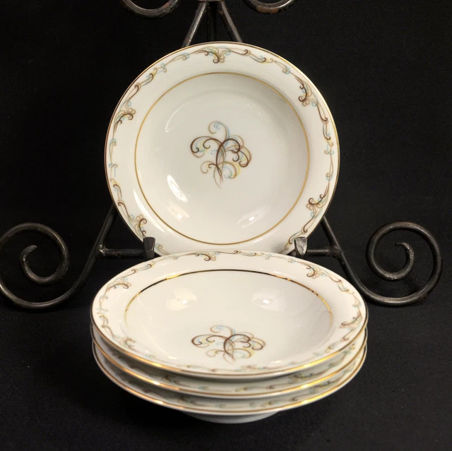 Noritake Set of 4 Rimmed Fruit Bowls 5 5/8" Japan Esteem #5404 Esquire 1953-1960