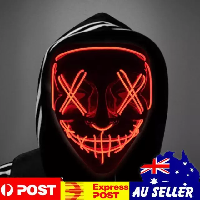 Halloween LED Luminous Full Face Mask Holiday Party Dressing Up Props (Red)