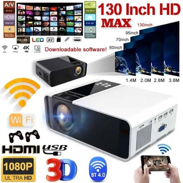 23000Lumens 4K 1080P HD WiFi Bluetooth Mini 5D LED Home Theater Projector Cinema