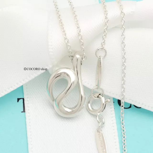 Tiffany & Co. Elsa Peretti Open Wave Pendant Necklace 16" Silver 925 w/Pouch