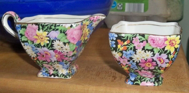 Royal Winton Grimwades Chintz Balmoral Creamer & Sugar 2