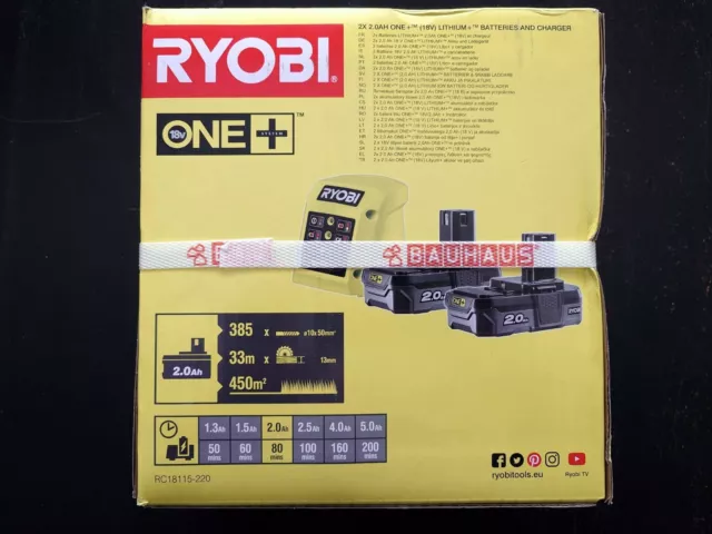 RYOBI ONE+ Starter-Set mit zwei Stück Akku 2.0 Ah inkl. Ladegerät 18V - NEU!