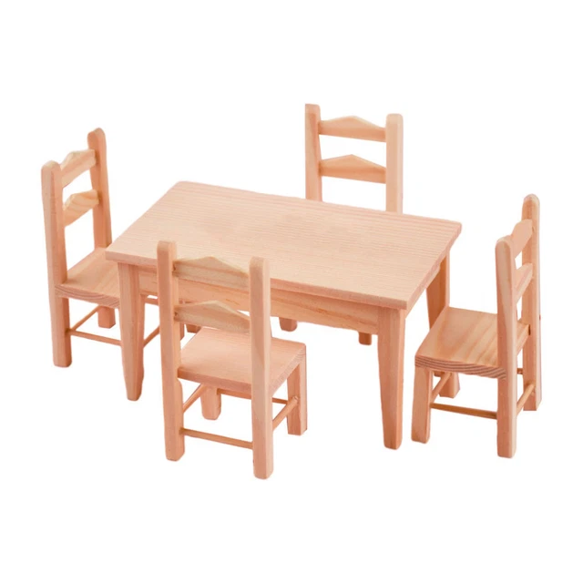 Mini Mesa Y Silla Set Maderas Escritorio Decoración Juguete Prefijar
