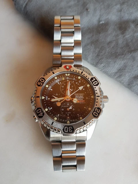 SEIKO SCUBA DIVER 200m Auto Start Depth Sensor 7K52–6A19 EUR