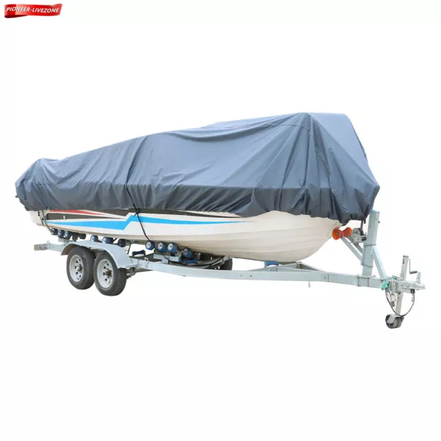 Boat Cover Grey Trailerable Fishing Ski Bass VHull Waterproof 11-22ft