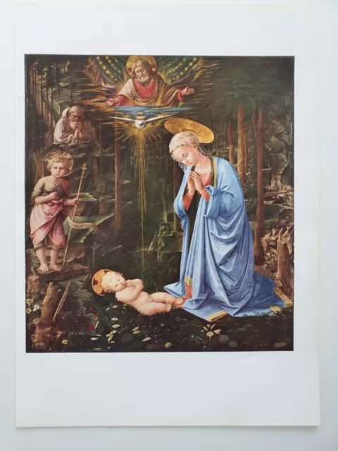 Virgin Adoring the Child Fra Filippo Lippi Mary Jesus Angels  1939 Vintage Print