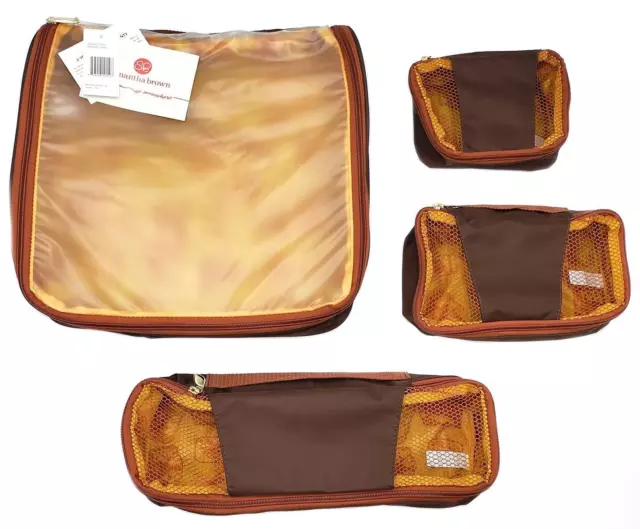 New Samantha Brown Slim Line Packing Cubes 4-PC Set, Brown/Camel Travel Luggage