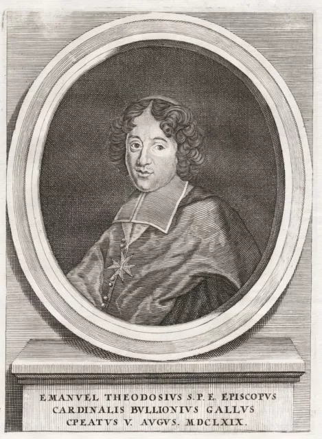 Emmanuel Theodose de la Tour dAuvergne Cardinal Bouillon Portrait engraving