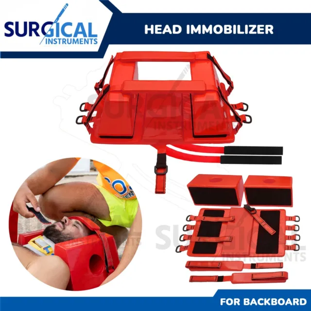Emergency Spine Board Reusable Head Immobilizer for Backboard W/Straps