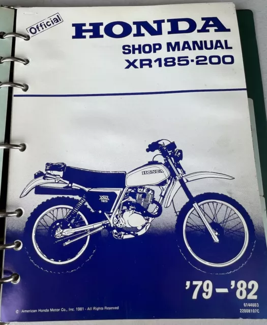Oem 1979 - 1982 Honda Xr185 Xr200  Service Manual Setup Instructions & Binder