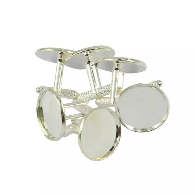 6 PIEZAS espacios en blanco de eslabones plateados con configuración de cabujones de bisel redondo de 20 mm.