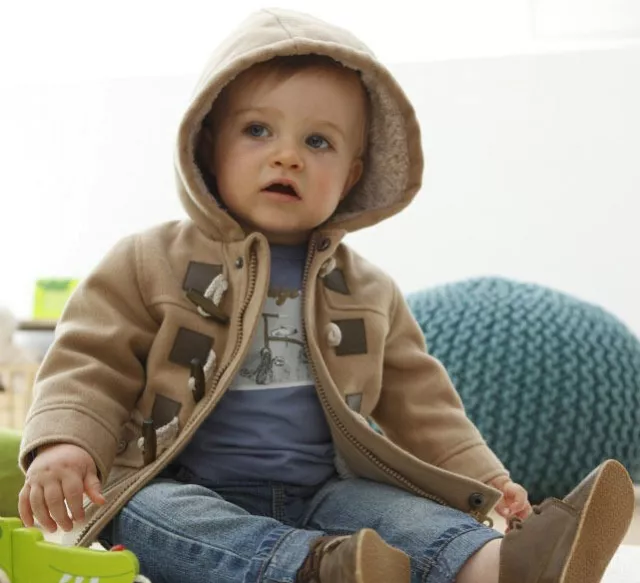 New Baby Toddler Boys Spring Winter Button Hooded Fluffy Coat Outerwear Jacket 3