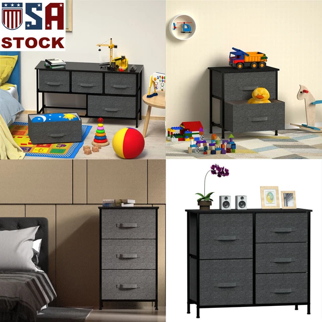Chest of Fabric Drawers Dresser Furniture Bins Bedroom Storage Organizer US Post