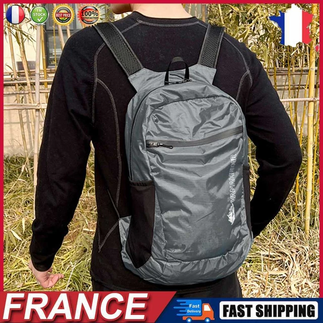 Nylon Foldable Backpack Camping Folding Bag Travel Daypack for Cycling (Grey) fr