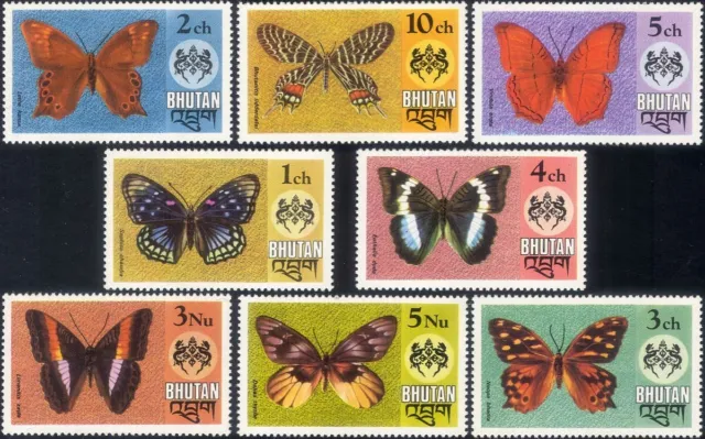 Bhutan 1975 Butterflies/Insects/Nature/Conservation 8v set (b4741j)