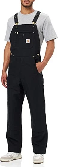 Carhartt Men's Loose Fit Firm Duck Insulated Bib Overall, Black, 30W x 30L