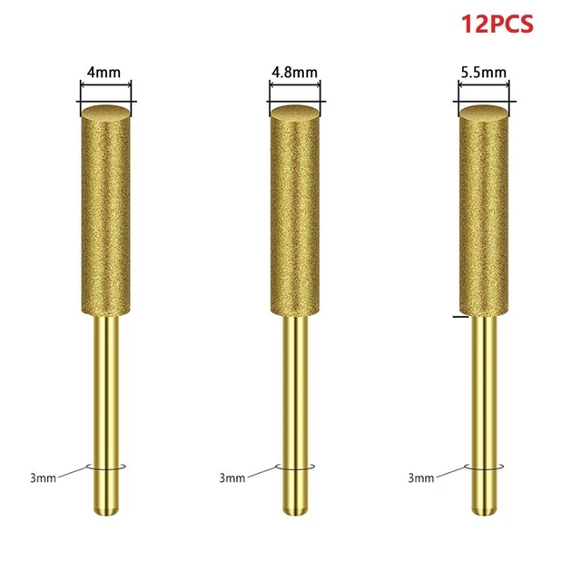 12 pz affilasega diamantata 12 pz/set 3 mm gambo 4/4,8/5,5 mm bava